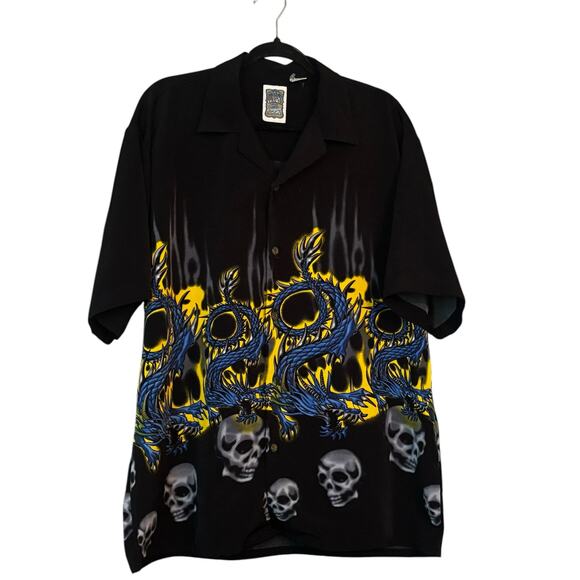 Genuine Ocean Current Original Hawaiian Shirt Chinese Dragons & Skulls Mens Sz L - Picture 13 of 13
